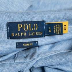 Pre Owned Polo Ralph Lauren Blue Cotton Polo T-Shirt L