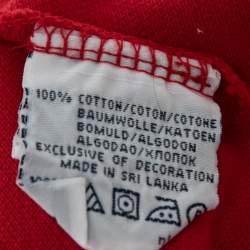 Pre Owned Polo Ralph Lauren Red Cotton Embroidered Long Sleeve Polo T-Shirt M