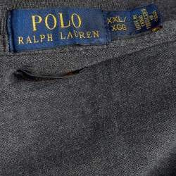Pre Owned Polo Ralph Lauren Grey Cotton Pique Pima Stretch Custom Fit Polo T-Shirt XXL