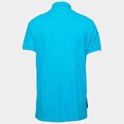 مملوكة مسبقًا Polo Ralph Lauren Blue Cotton Pique Custom Fit Polo T-Shirt XL