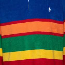 Pre Owned Polo Ralph Lauren Multicolor Striped Terry Polo Shirt L   