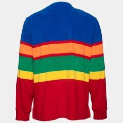 Pre Owned Polo Ralph Lauren Multicolor Striped Terry Polo Shirt L   