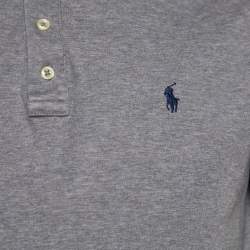 Pre Owned تي شيرت بولو من رالف لورين قطن رمادي مطرز بلوغو مقاس متوسط ( ميديم )
