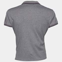 Pre Owned تي شيرت بولو من رالف لورين قطن رمادي مطرز بلوغو مقاس م توسط ( ميديم )