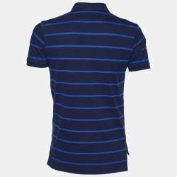 مملوكة مسبقًا Polo Ralph Lauren Navy Blue Striped Cotton Knit Polo T-Shirt L
