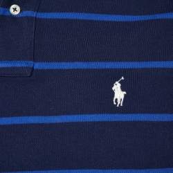 مملوكة مسبقًا Polo Ralph Lauren Navy Blue Striped Cotton Knit Polo T-Shirt L