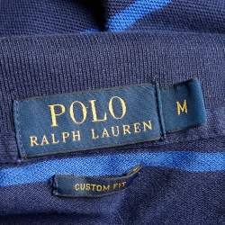مملوكة مسبقًا Polo Ralph Lauren Navy Blue Striped Cotton Knit Polo T-Shirt L