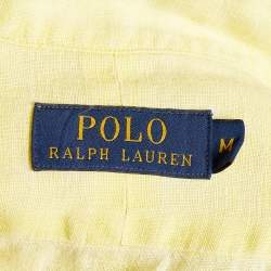 Pre Owned Polo Ralph Lauren Yellow Linen Button Front Shirt M