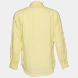 Pre Owned Polo Ralph Lauren Yellow Linen Button Front Shirt M