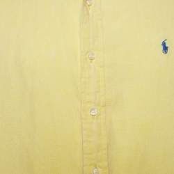 Pre Owned Polo Ralph Lauren Yellow Linen Button Front Shirt M