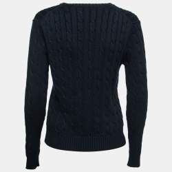 Polo Ralph Lauren Womens 100% Cotton Cable Knit V-Neck Sweater (Blue Navy,  Large) at  Women's Clothing store