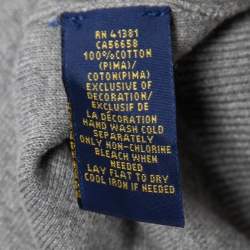 Pre Owned Polo Ralph Lauren Grey Cotton Knit V-Neck Sweater XL