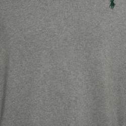 Pre Owned Polo Ralph Lauren Grey Cotton Knit V-Neck Sweater XL