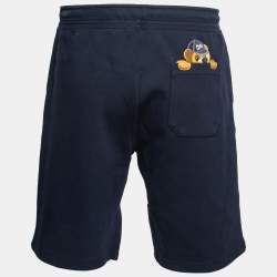 Pre Owned Polo Ralph Lauren Navy Blue Cotton Logo Bear Printed Shorts L