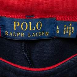 Pre Owned Polo Ralph Lauren Navy Blue Cotton Logo Bear Printed Shorts L