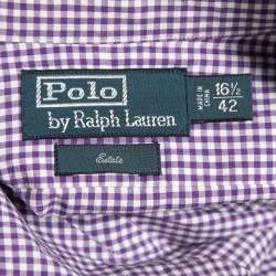 Pre Owned Polo Ralph Lauren Purple Gingham Checked Cotton Long Sleeve Shirt L