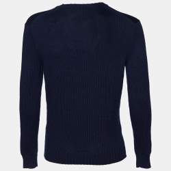 Pre Owned Polo Ralph Lauren Navy Blue Cotton Knit Crewneck Jumper S