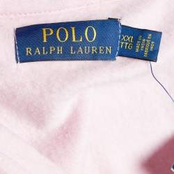 Pre Owned Polo Ralph Lauren Light Pink Cotton Knit Hooded Sweatshirt XXL