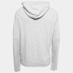 Pre Owned Polo Ralph Lauren Grey Cotton Knit Zip Front Hooded Jacket M