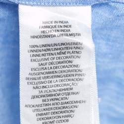Pre Owned Polo Ralph Lauren Blue Linen Button Front Shirt M