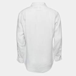 Pre Owned Polo Ralph Lauren White Linen Button Front Shirt M