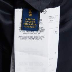 Pre Owned Polo Ralph Lauren Navy Blue Checked Wool Custom Fit Jacket XXL
