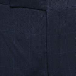مملوكة مسبقًا Polo Ralph Lauren Navy Blue Checked Wool Trousers XL