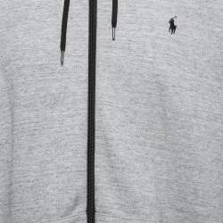 Pre Owned Polo Ralph Lauren Grey Knit Zip Up Hooded Jacket XXL