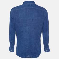 مملوكة مسبقًا Polo Ralph Lauren Blue Textured Cotton Button Front Shirt M