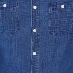 مملوكة مسبقًا Polo Ralph Lauren Blue Textured Cotton Button Front Shirt M