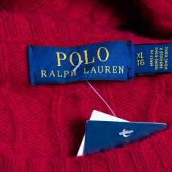 Pre Owned Polo Ralph Lauren Red Wool Cable Knit Sweater XL