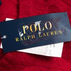 Pre Owned Polo Ralph Lauren Red Wool Cable Knit Sweater XL