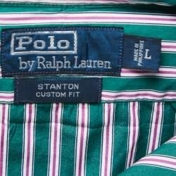 Pre Owned Polo Ralph Lauren Green Cotton Button Front Shirt L