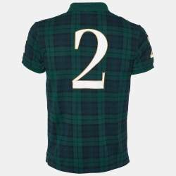 Pre Owned Polo Ralph Lauren  Green Checkered Cotton Pique Polo T-Shirt M