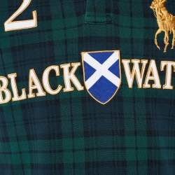 Pre Owned Polo Ralph Lauren  Green Checkered Cotton Pique Polo T-Shirt M