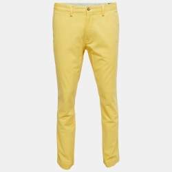 Pre Owned Polo Ralph Lauren Yellow Cotton Stretch Slim Fit Pants L