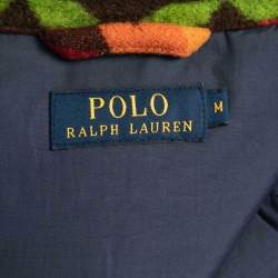 Pre Owned Polo Ralph Lauren Multicolor Wool Blend and Leather Sleeveless Down Jacket M