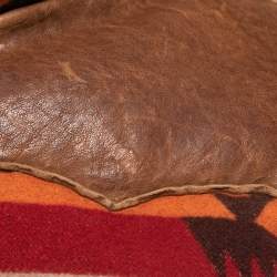 Pre Owned Polo Ralph Lauren Multicolor Wool Blend and Leather Sleeveless Down Jacket M