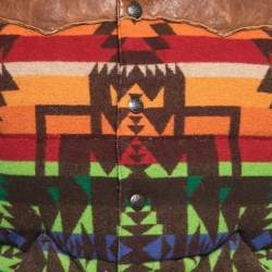 Pre Owned Polo Ralph Lauren Multicolor Wool Blend and Leather Sleeveless Down Jacket M