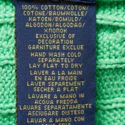 Pre Owned Polo Ralph Lauren Green Cable Knit Crew Neck Sweater S