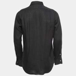 Pre Owned Polo Ralph Lauren Black Linen Full Sleeve Shirt S