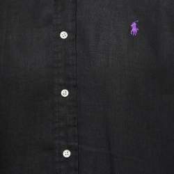 Pre Owned Polo Ralph Lauren Black Linen Full Sleeve Shirt S