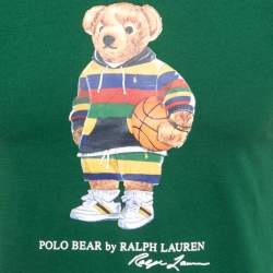 Pre Owned Polo Ralph Lauren Green Polo Bear Print Cotton Half Sleeve T-Shirt S