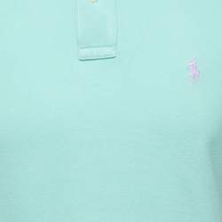 Pre Owned Polo Ralph Lauren Light Blue Cotton Pique Classic Fit Polo T-Shirt S