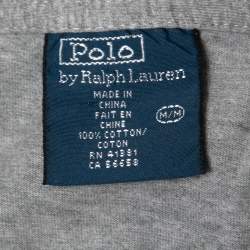 Pre Owned Polo Ralph Lauren Grey Polo Bear Printed Cotton Half Sleeve T-Shirt M