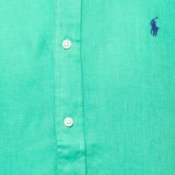 Pre Owned Polo Ralph Lauren Green Linen Button Front Shirt M