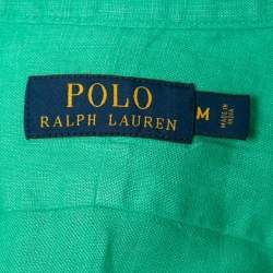 Pre Owned Polo Ralph Lauren Green Linen Button Front Shirt M