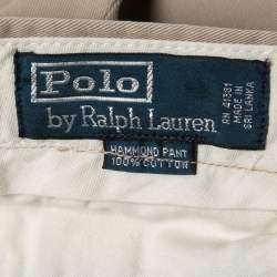 Pre Owned Polo Ralph Lauren Beige Cotton Straight Fit Pants M