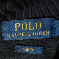 Pre Owned Polo Ralph Lauren Black Cotton Knit Polo T-shirt L