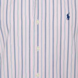 Pre Owned Polo by Ralph Lauren Pink Striped Cotton Half Sleeve Shirt M